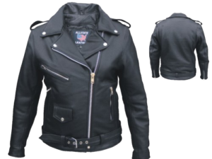 Ladies Classic Biker Full Cut Jacket in Naked Leather - SKU AL2146-AL