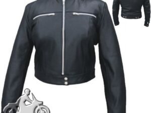 Ladies Racer Biker Leather Motorcycle Riding Jacket - SKU AL2181-AL
