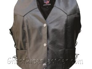 Leather Biker Vest - Women's - Side Laces - Riding - AL2301-AL