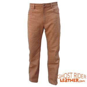 Leather Pants - Men's - Brown Buffalo - Motorcycle - AL2505-AL
