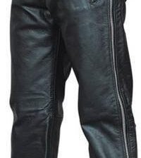 Leather Chap Pants - Men's - Zipper Pockets - Motorcycle - AL2510-AL