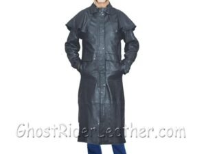 Leather Duster - Men's - Western Long Coat - Tough Rugged Style - AL2603-AL