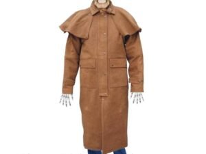 Leather Duster Coat - Men's - Brown Buffalo - Western Cowboy - AL2602-AL