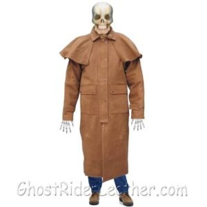 Leather Duster Coat - Men's - Brown Buffalo - Western Cowboy - AL2602-AL