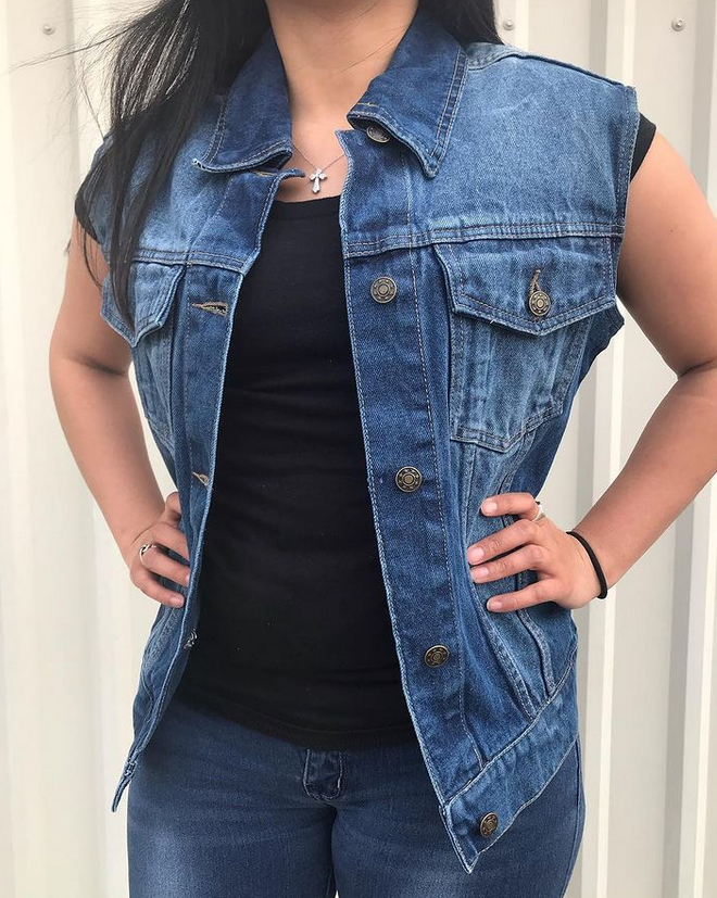 Blue Denim Vest - Women's - Rub Off Front and Back - AL2991-AL - Image 2