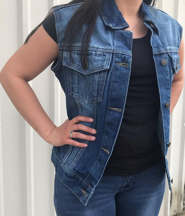 Blue Denim Vest - Women's - Rub Off Front and Back - AL2991-AL
