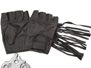 Leather Motorcycle Gloves - Fringe - Fingerless - Tassels - AL3004-AL