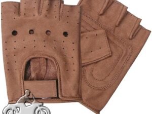 Leather Motorcycle Gloves - Fingerless - Brown - Unisex - AL3010-AL