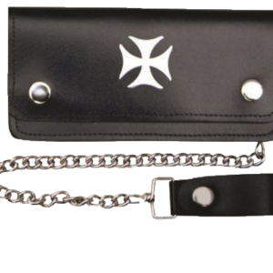 Leather Chain Wallet - Iron Cross Design - 6 Inch Bi-fold - AL3283-AL