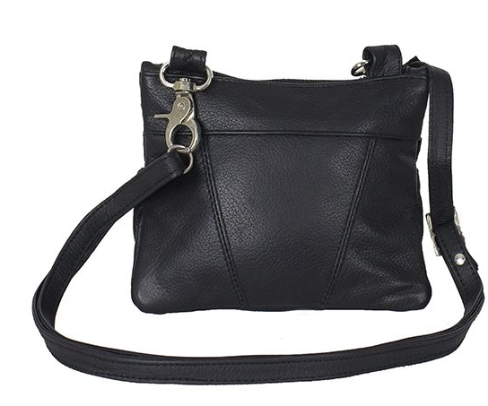 Leather Belt Bag - Black - Zipper Pockets - Handbag - BAG32-DL - Image 3
