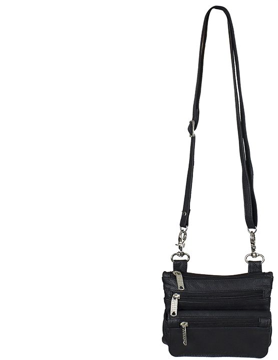 Leather Belt Bag - Black - Zipper Pockets - Handbag - BAG32-DL - Image 4