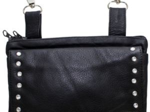 Leather Belt Bag - Black - Studs Design - Handbag - BAG35-CR-STUD-DL