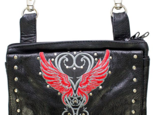 Leather Belt Bag - Red - Wings Design - Handbag - BAG35-EBL8-RED-DL