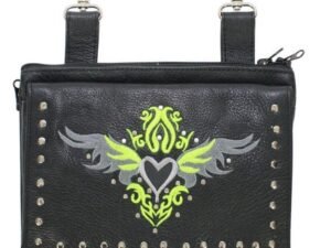 Leather Belt Bag - Lime Green - Gun Pocket - Tribal Heart Design - Handbag - BAG36-EBL1-LIME-DL
