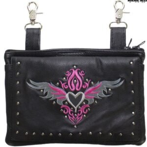 Leather Belt Bag - Pink - Gun Pocket - Tribal Heart Design - Handbag - BAG36-EBL1-PINK-DL