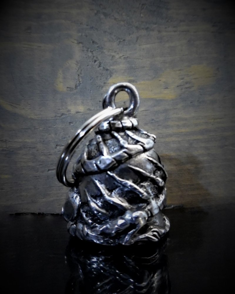 Skull Dragon Diamond - Pewter - Motorcycle Gremlin Bell - Made In USA - SKU BB101-DS - Image 2