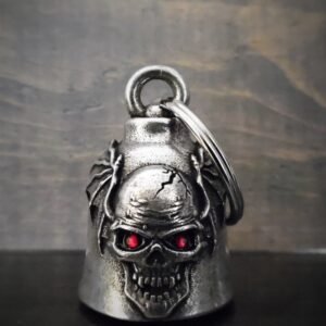 Skull Batwing Diamond - Pewter - Motorcycle Gremlin Bell - Made In USA - SKU BB103-DS