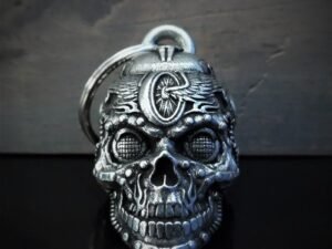 Motorhead Skull Bell - Pewter - Motorcycle Gremlin Bell - Made In USA - SKU BB111-DS