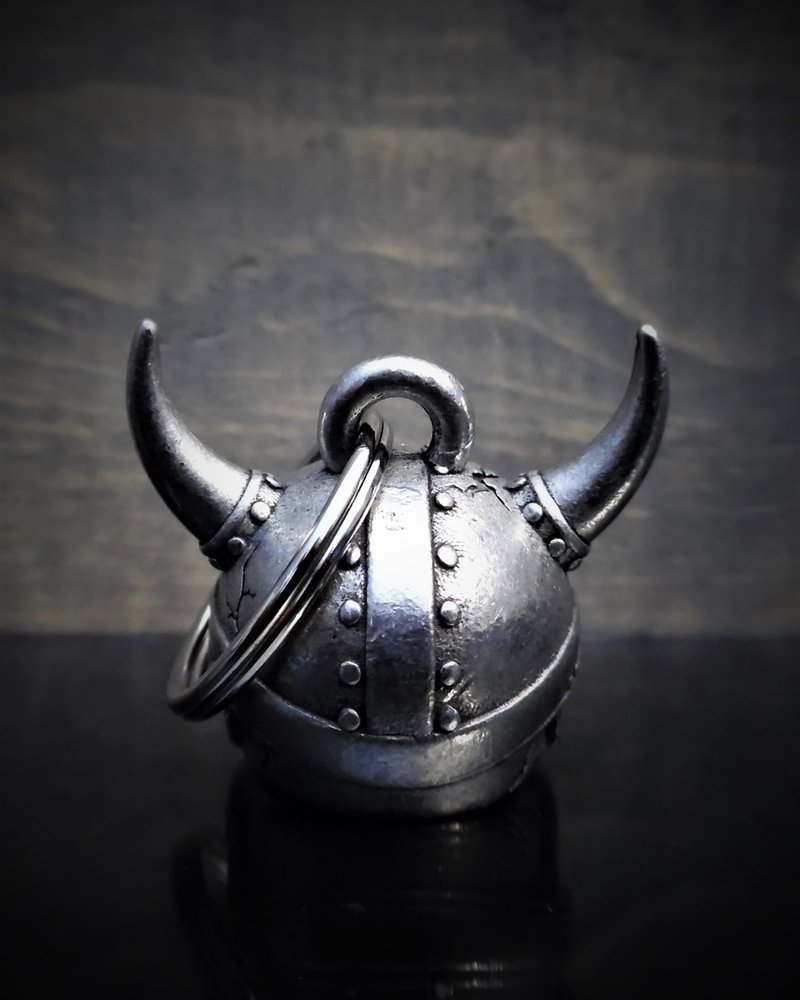 Viking Helmet Skull - Pewter - Motorcycle Ride Bell - SKU BB21-DL - Image 2