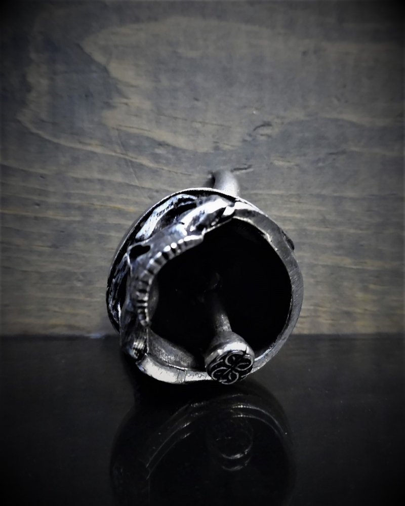 Viking Helmet Skull - Pewter - Motorcycle Ride Bell - SKU BB21-DL - Image 3