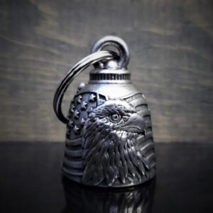 Eagle With USA Flag - Pewter - Motorcycle Ride Bell - Made In USA - SKU BB23-DS