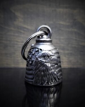 Eagle With USA Flag - Pewter - Motorcycle Ride Bell - Made In USA - SKU BB23-DS