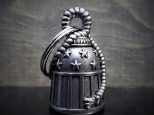 Stars and Stripes - Pewter - Motorcycle Gremlin Bell - Made In USA - SKU BB26-DS