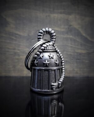 Stars and Stripes - Pewter - Motorcycle Gremlin Bell - Made In USA - SKU BB26-DS