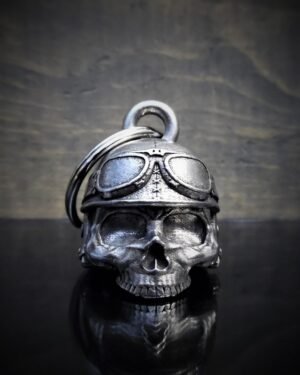 Motorcycle Helmet Skull - Pewter - Motorcycle Ride Bell - Made In USA - SKU BB30-DS
