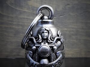 Motorcycle Lady Rider - Pewter - Motorcycle Gremlin Bell - Made In USA - SKU BB46-DS