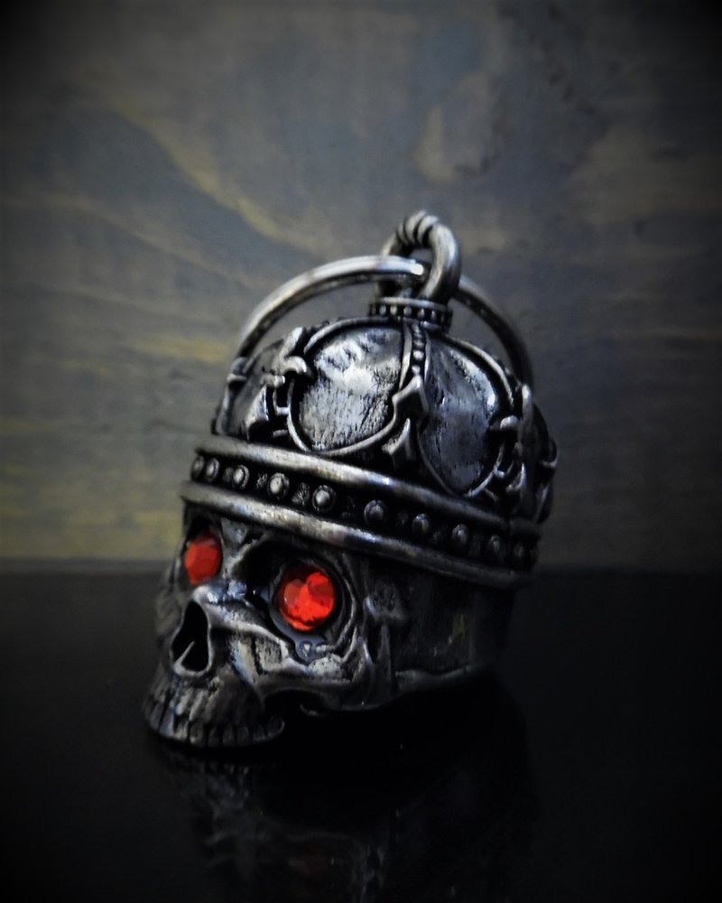 King Skull Diamond - Pewter - Motorcycle Gremlin Bell - Made In USA - SKU BB75-DS - Image 2