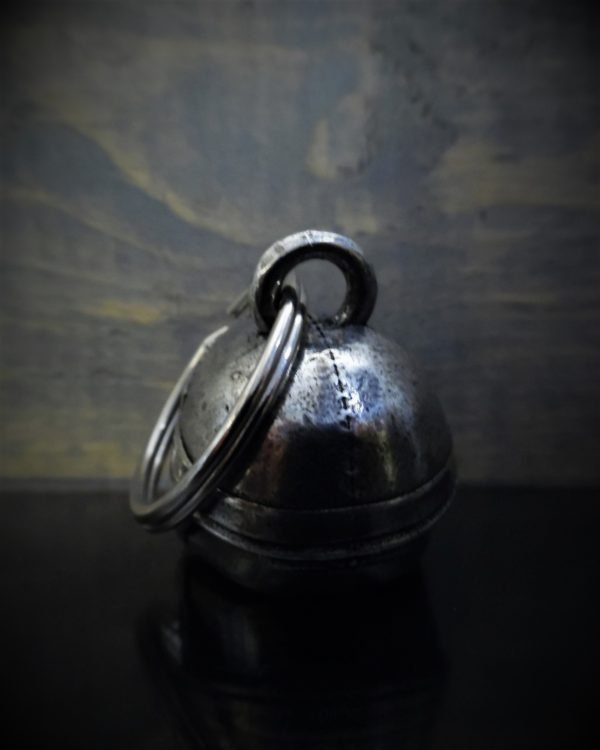 Motorcycle Helmet Skull Diamond - Pewter - Motorcycle Gremlin Bell - Made In USA - SKU BB76-DS - Image 3