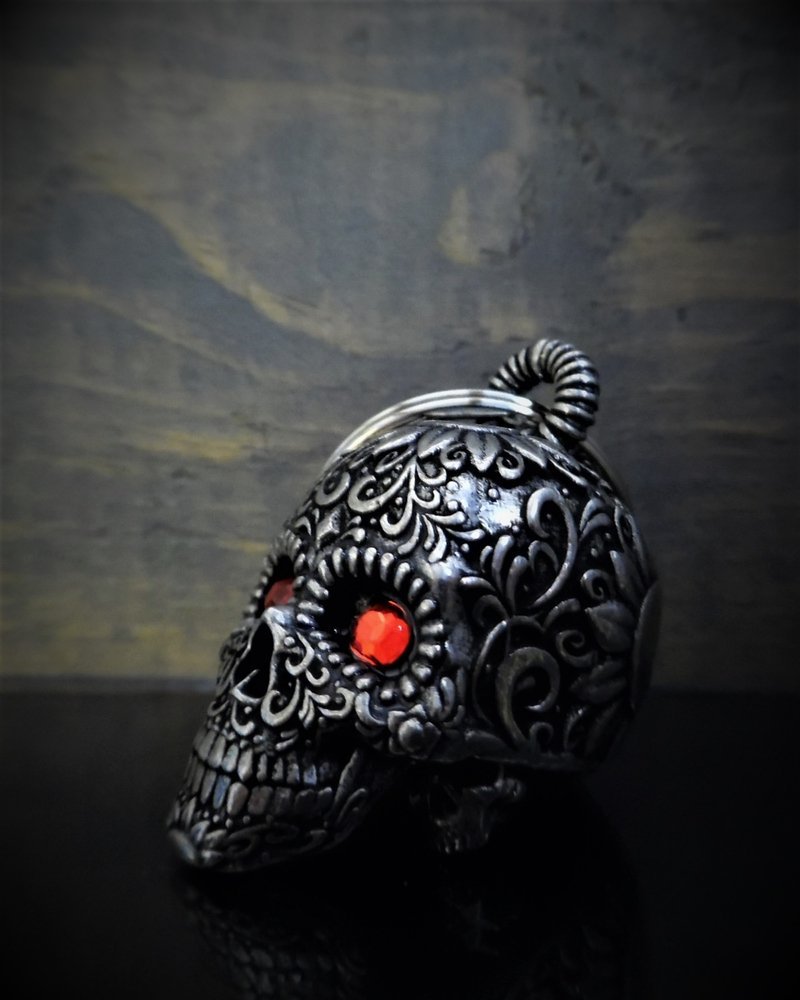 Sugar Skull Diamond - Pewter - Motorcycle Spirit Bell - Made In USA - SKU BB77-DS - Image 2