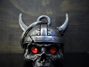 Viking Helmet Skull Diamond - Pewter - Motorcycle Spirit Bell - Made In USA - SKU BB78-DS