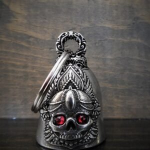 Mandala Skull Rose Diamond - Pewter - Motorcycle Gremlin Bell - Made In USA - SKU BB99-DS