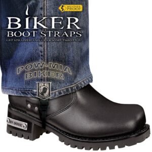 Pair of Biker Boot Straps - 6 Inch - POW MIA - Motorcycle - BBS-PW6-DS