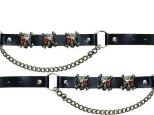 Pair of Biker Boot Chains - Pirate Skull - Motorcycle - BC14-DL