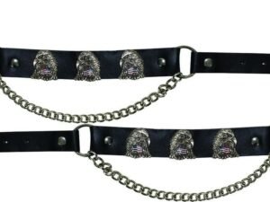 Pair of Biker Boot Chains - Eagle With USA Flag - Motorcycle - BC15-DL