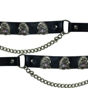 Pair of Biker Boot Chains - Eagle With USA Flag - Motorcycle - BC15-DL