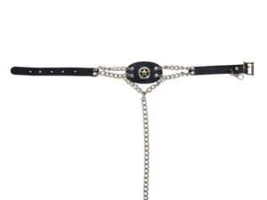 Pair of Women's Biker Boot Chains - Chrome and Gold Police Star - BCN105-DL