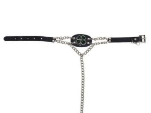 Pair of Women's Biker Boot Chains - Dark Green 4 Leaf Clover - BCN106-DL