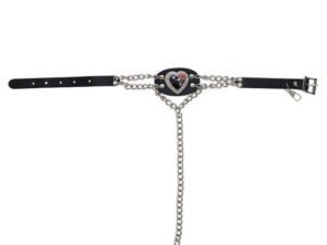 Pair of Women's Biker Boot Chains - Heart With Red Rose - BCN109-DL