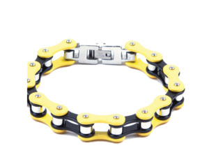 Motorcycle Chain Bracelet - Unisex - Stainless Steel - Yellow and Black - BR23-DL