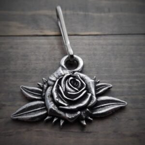 Zipper Pull - Rose - Lead Free Pewter - Made In U.S.A. - BZP-25-DS