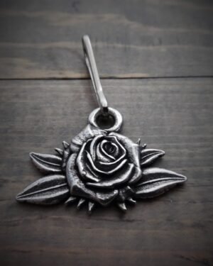 Zipper Pull - Rose - Lead Free Pewter - Made In U.S.A. - BZP-25-DS