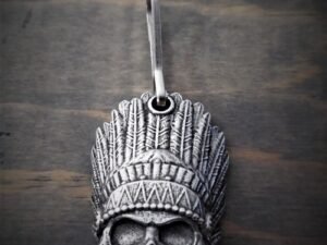 Zipper Pull - Indian Skull - Lead Free Pewter - Made In U.S.A. - BZP-29-DS