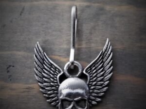 Zipper Pull - Upwing Skull - Lead Free Pewter - Made In U.S.A. - BZP-34-DS