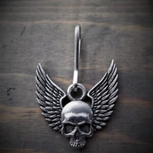 Zipper Pull - Upwing Skull - Lead Free Pewter - Made In U.S.A. - BZP-34-DS
