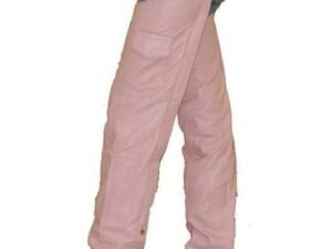 Leather Motorcycle Chaps - Women's - Pink - Pocket  - C325-PINK-DL