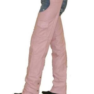 Leather Motorcycle Chaps - Women's - Pink - Pocket - C325-PINK-DL